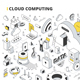 Cloud Computing Isometric Outline Illustration