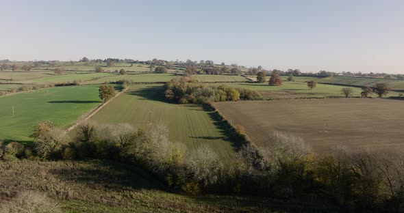 Cotswolds Gloucestershire Aerial Countryside Landscape Fields In Late Autumn