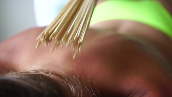 Spa Treatments Anticellulite Massage with Bamboo Brooms