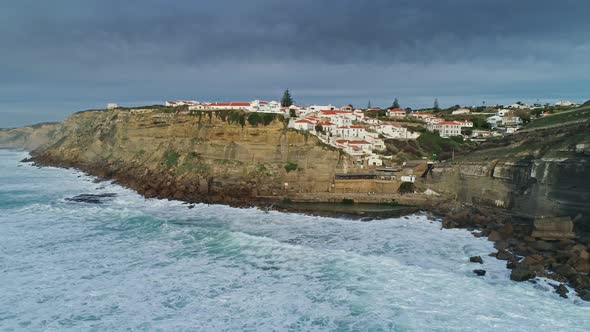 Aerial of Coastal Town Azenhas Do Mar in Portugal