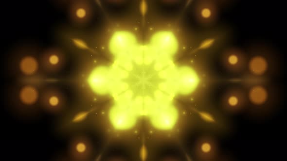 Abstract yellow gold kaleidoscope animation.