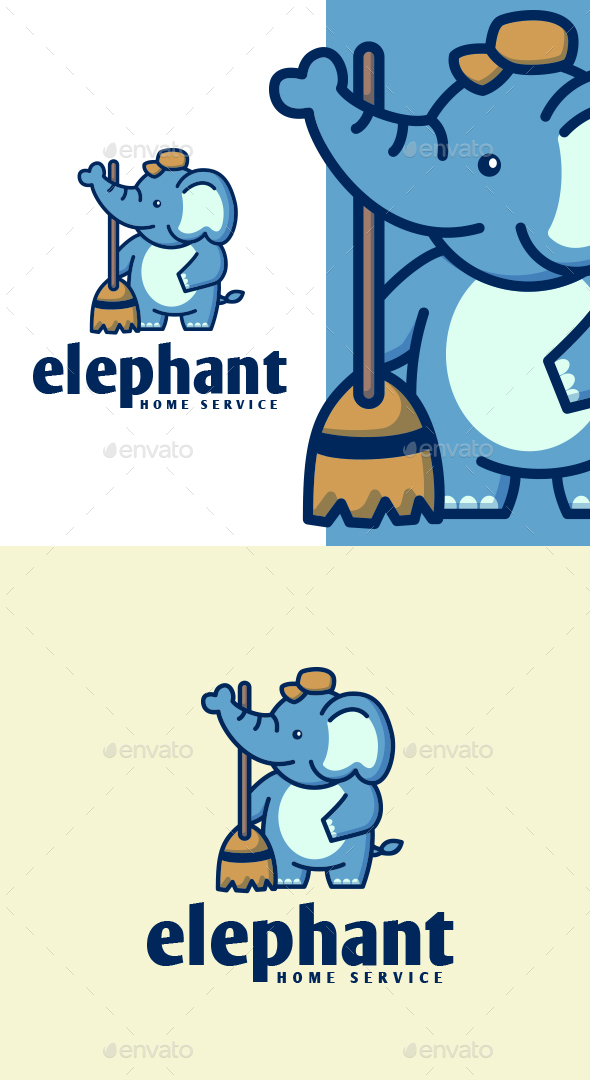 Cartoon Elephant Maid Character Mascot Logo