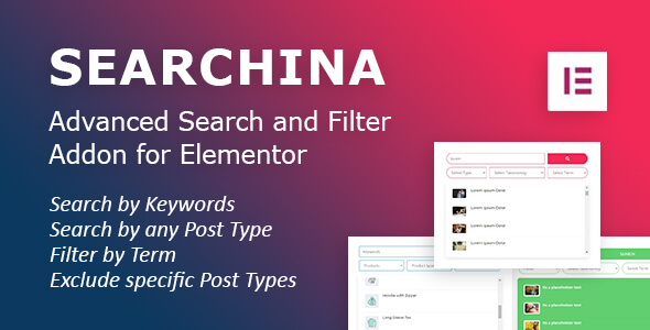 Searchina: Search and Filter Addon for Elementor WordPress Plugin