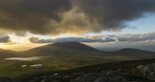 Time Lapse of Cloudy Mountains and Hills on Wild Atlantic Way in Ireland