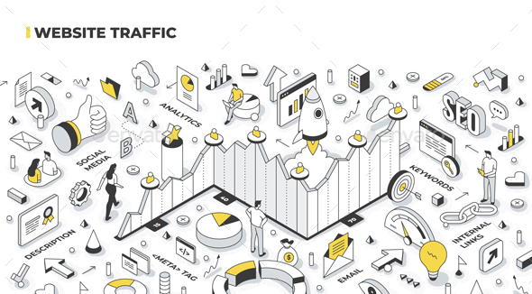 Website Traffic Isometric Illustration