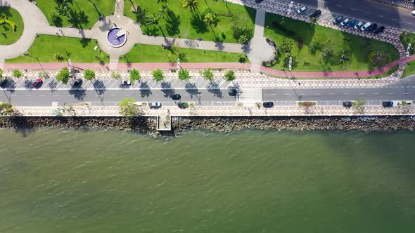 Panorama landscape of coast city of Santos state of Sao Paulo Brazil.