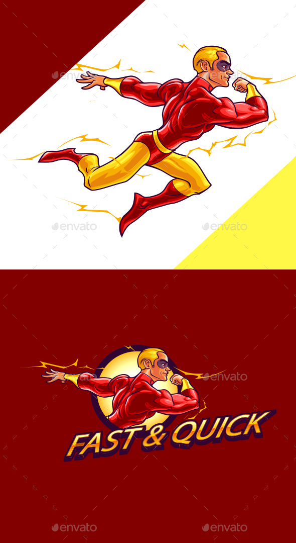 Cartoon Superhero - Quick & Fast Character Mascot Logo