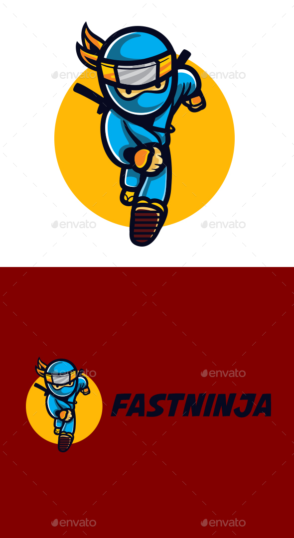 Cartoon Fast Ninja Character Mascot Logo