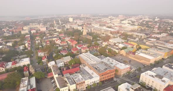 Aerial Overhead of Downtown Charleston, SC