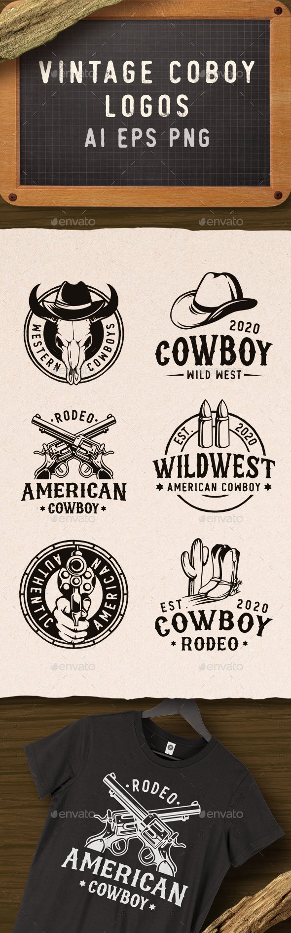 6 Set of Cowboy Rodeo Show Vintage Label and Badges
