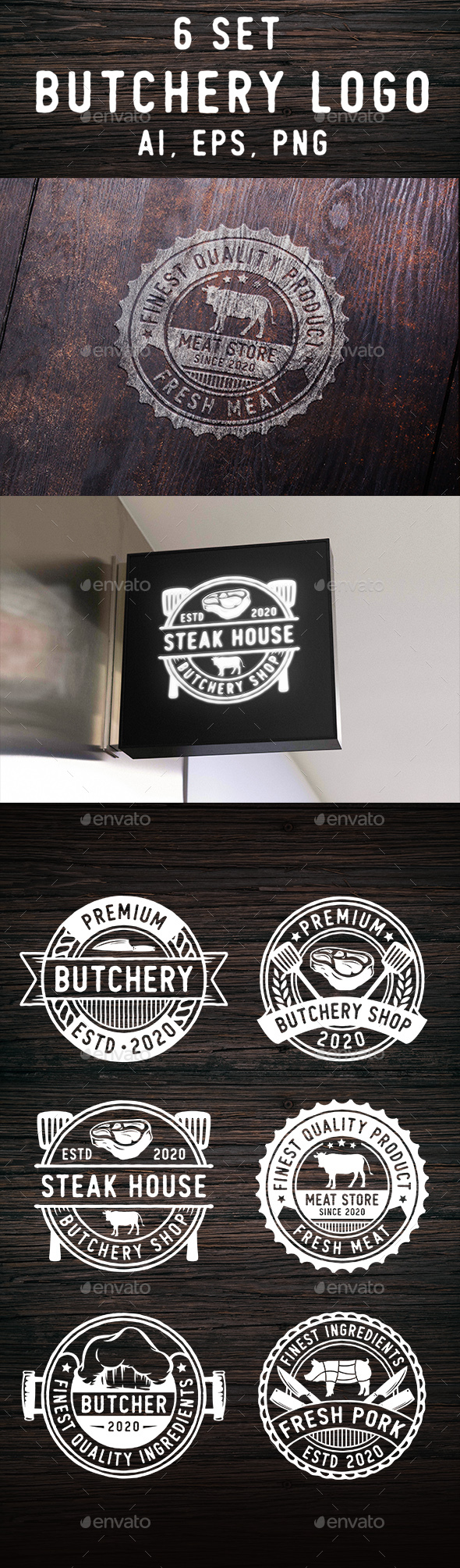 6 Set of Butchery Badge and Emblems