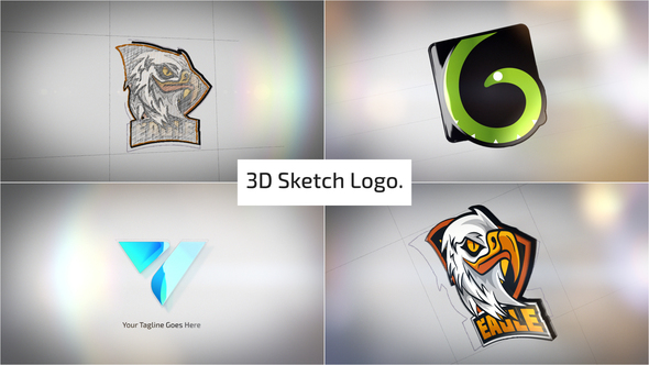 Clean 3D Sketch Logo Reveal