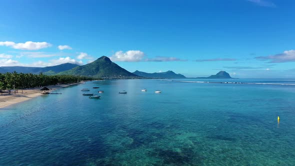 View of beach and water, Flic-en-Flac, Mauritius