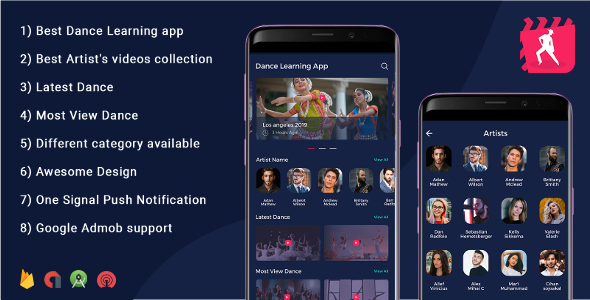 Android Dance App - Video App (youtube channel + live streaming + m3u8 + Movies)