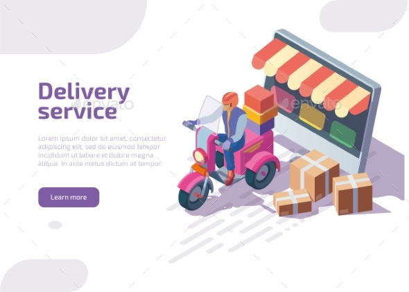 Isometric Delivery Service with Courier