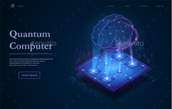 Tech Background with Quantum Computer Text