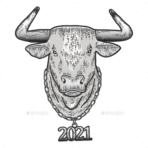 New Year Steel Bull Head with Chain 2021
