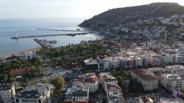 Alanya, Turkey - a Resort Town on the Seashore. Aerial View