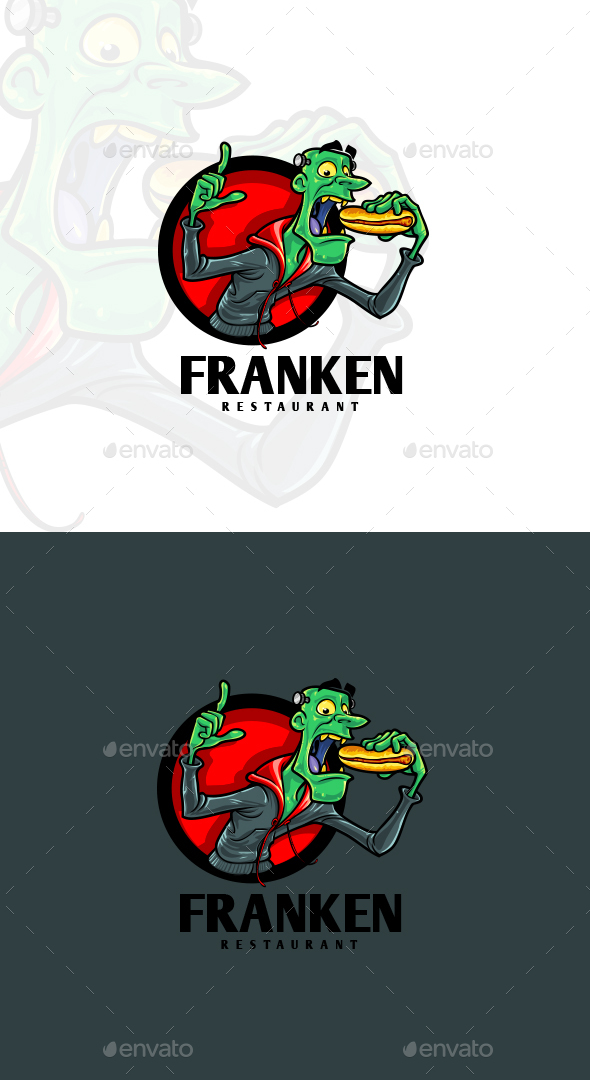 Cartoon Frakestein Burger - Restaurant Mascot Logo