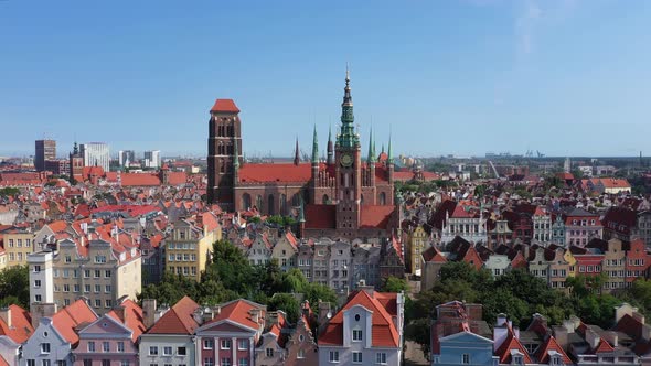 Aerial vew of Historic Town Hall in Gdansk, Poland