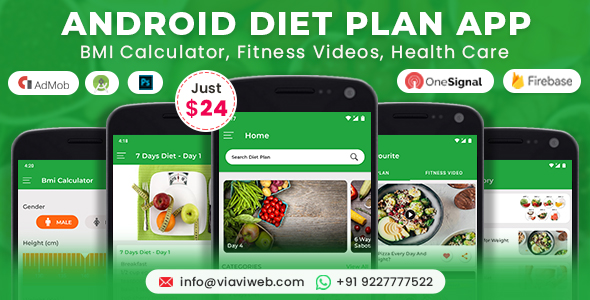 Aplikacja Android Diet Plan (kalkulator BMI, filmy fitness, opieka zdrowotna)