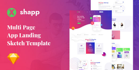 Xshapp - Multipage App Landing Sketch Template