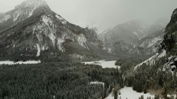 Beautiful view on an Lake with Mountains in Schiederweiher in Upper Austria Drone Video