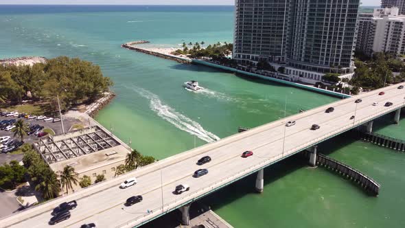 Aerial Boat Passing Through An Inlet 4k