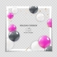 Party Holiday Photo Frame Template with Balloons - GraphicRiver Item for Sale