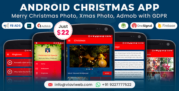 Android Christmas App (tapety świąteczne, dzwonki, wiadomości, quiz)