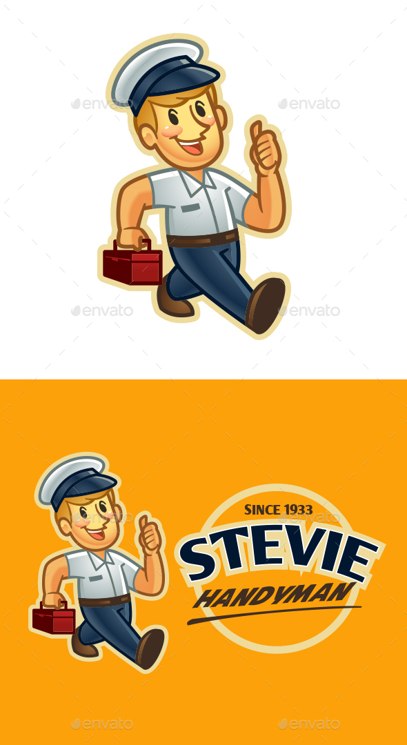 Retro Vintage Repairman Character Mascot Logo
