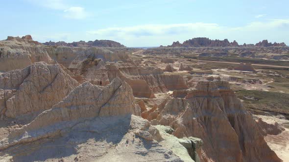 Desert eroded mountains and hills in Badlands National Park, South Dakota