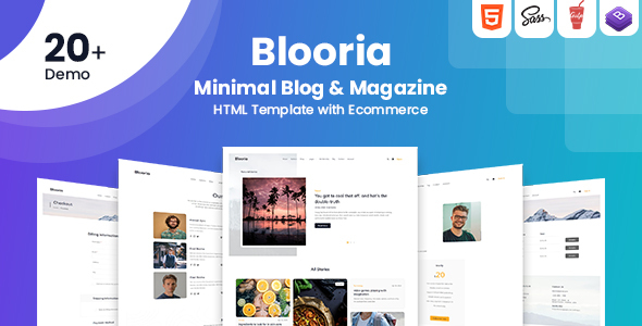 Blooria - Professional Minimal and Multipurpose Blog HTML Template with Ecommerce