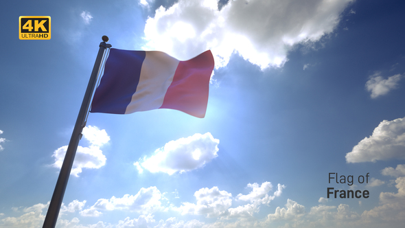 France Flag on a Flagpole V4 - 4K