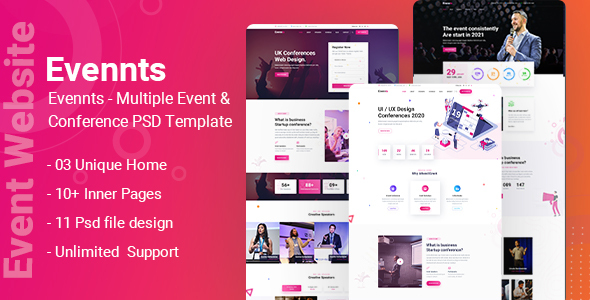 Evennts-Conference and Event PSD Template