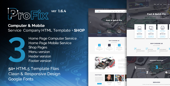 ProFix - Computer & Mobile Phone Repair Service Company + Shop HTML5 Template
