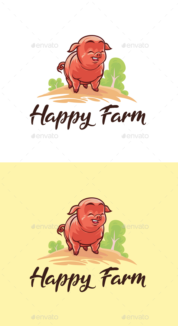 Cartoon Pig Farm Character Mascot Design