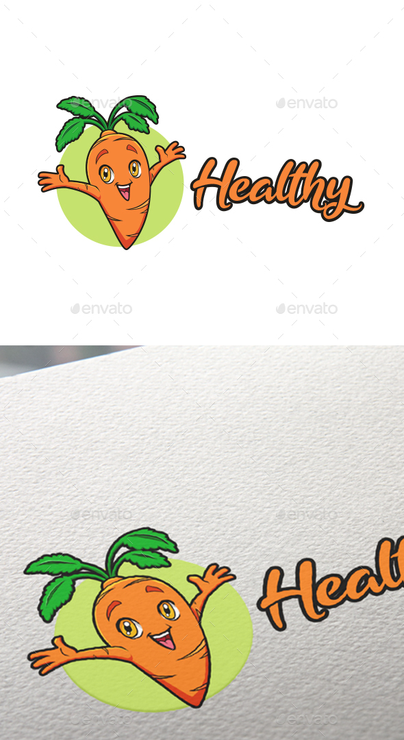 Cartoon Happy Carrot Character Mascot Logo