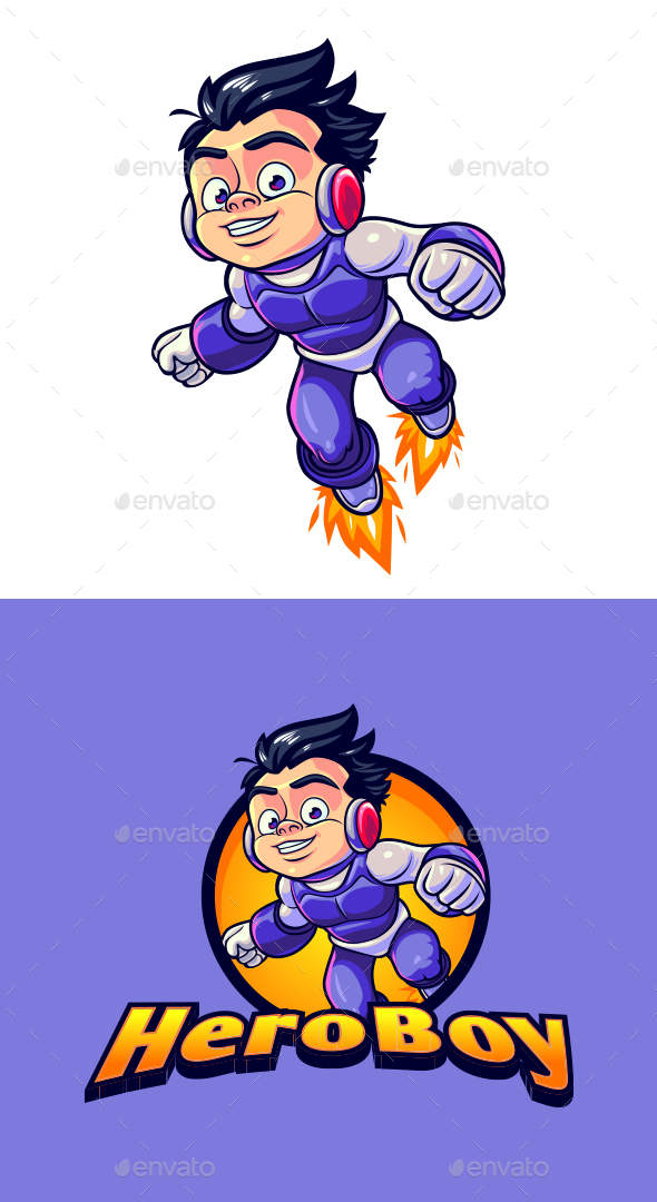 Cartoon Robot Cyborg Boy Character Mascot Logo