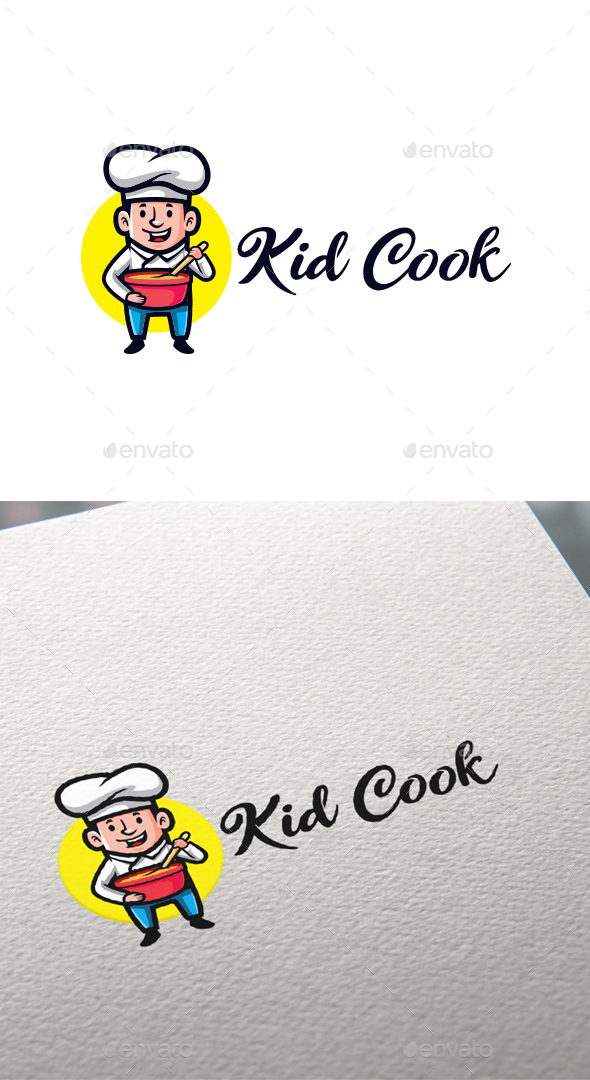 Cartoon Kid Cook Character Mascot Logo