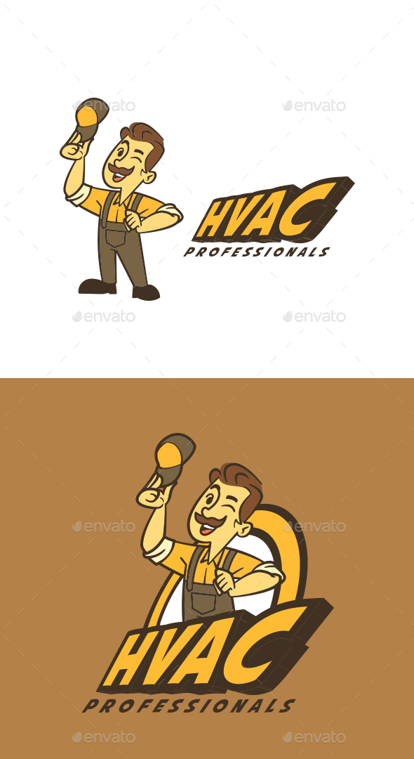 Retro Vintage HVAC Professional Mascot Logo