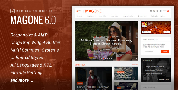 MagOne – Responsive News & Magazine Blogger Template