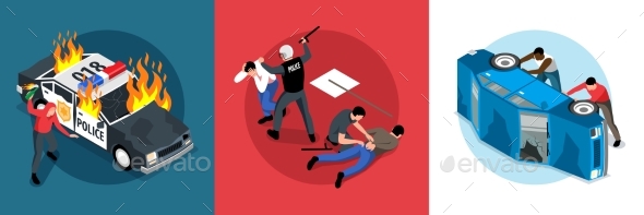 Protest Action Isometric Design Concept