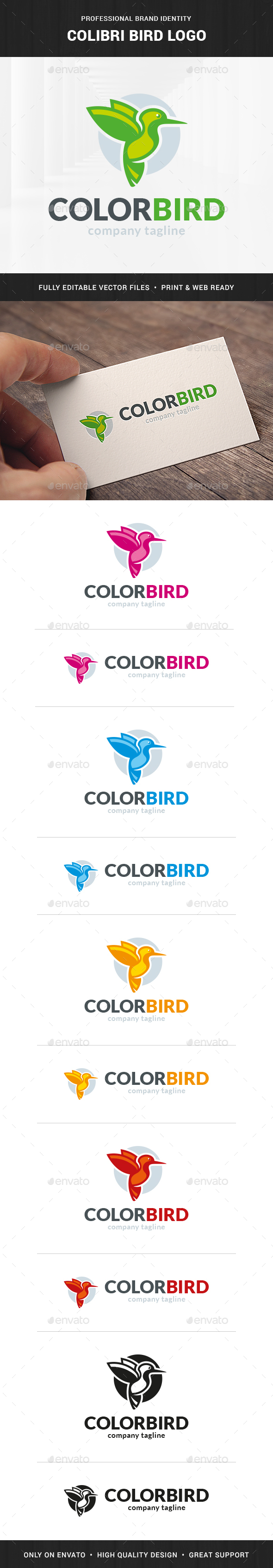 Colibri Bird Logo Template
