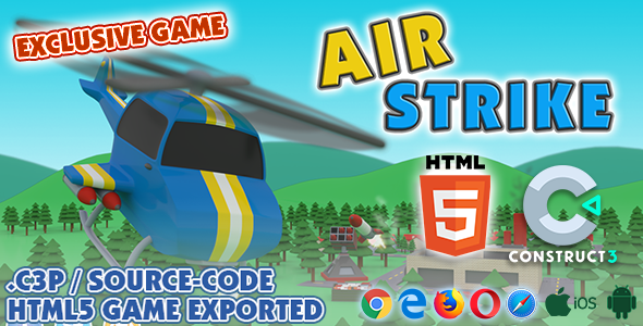 Air Strike Html5 Game (Helicopter Game) - With Construct 3 All Source-Code (.C3P)