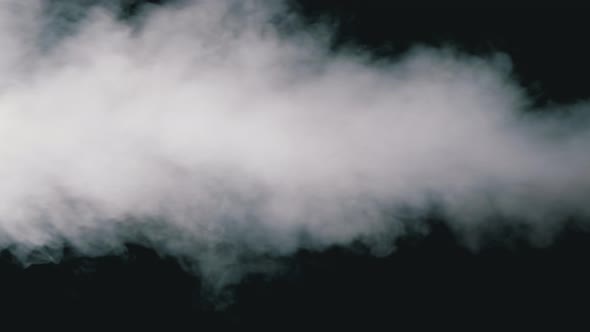 White Water Vapor, Jet of Vapour Steam on Black Background