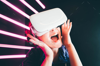 ing fun. Wearable virtual augmented reality digital innovation technology concept