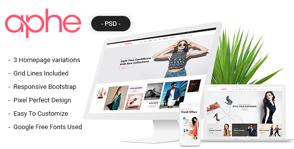 Aphe eCommerce PSD Template – 0 Sold!