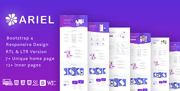 Ariel - App Landing Page Template + RTL