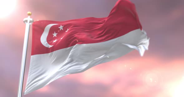 Singapore Flag at Sunset